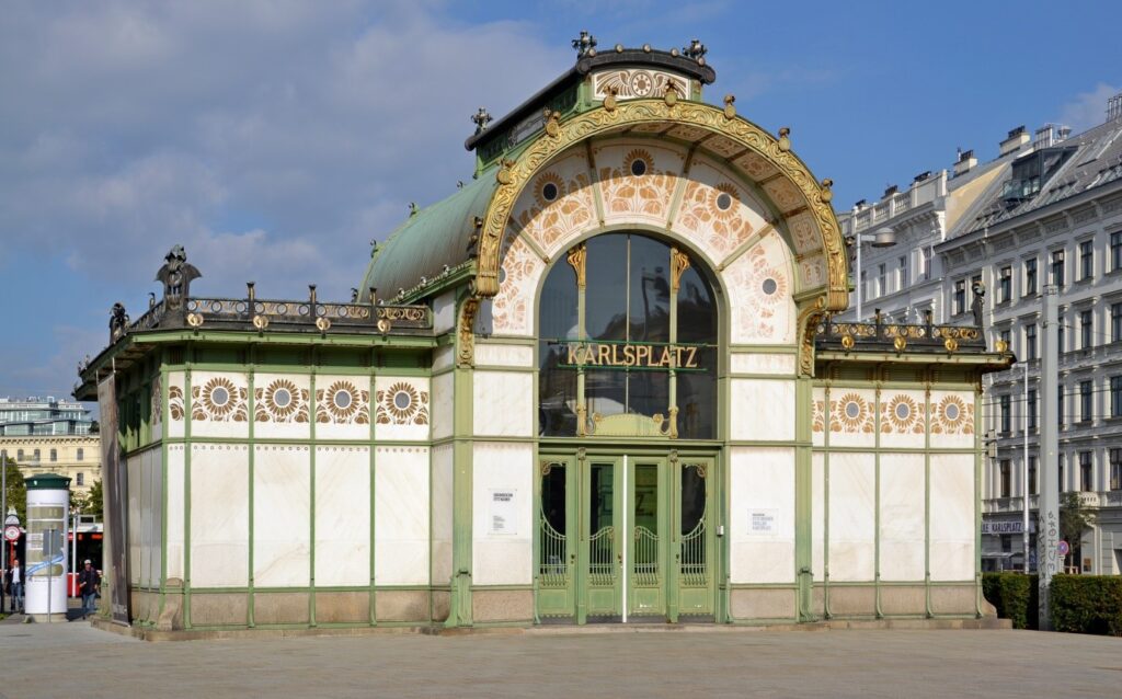 Otto Wagner's pavilion at subway station Karlsplatz