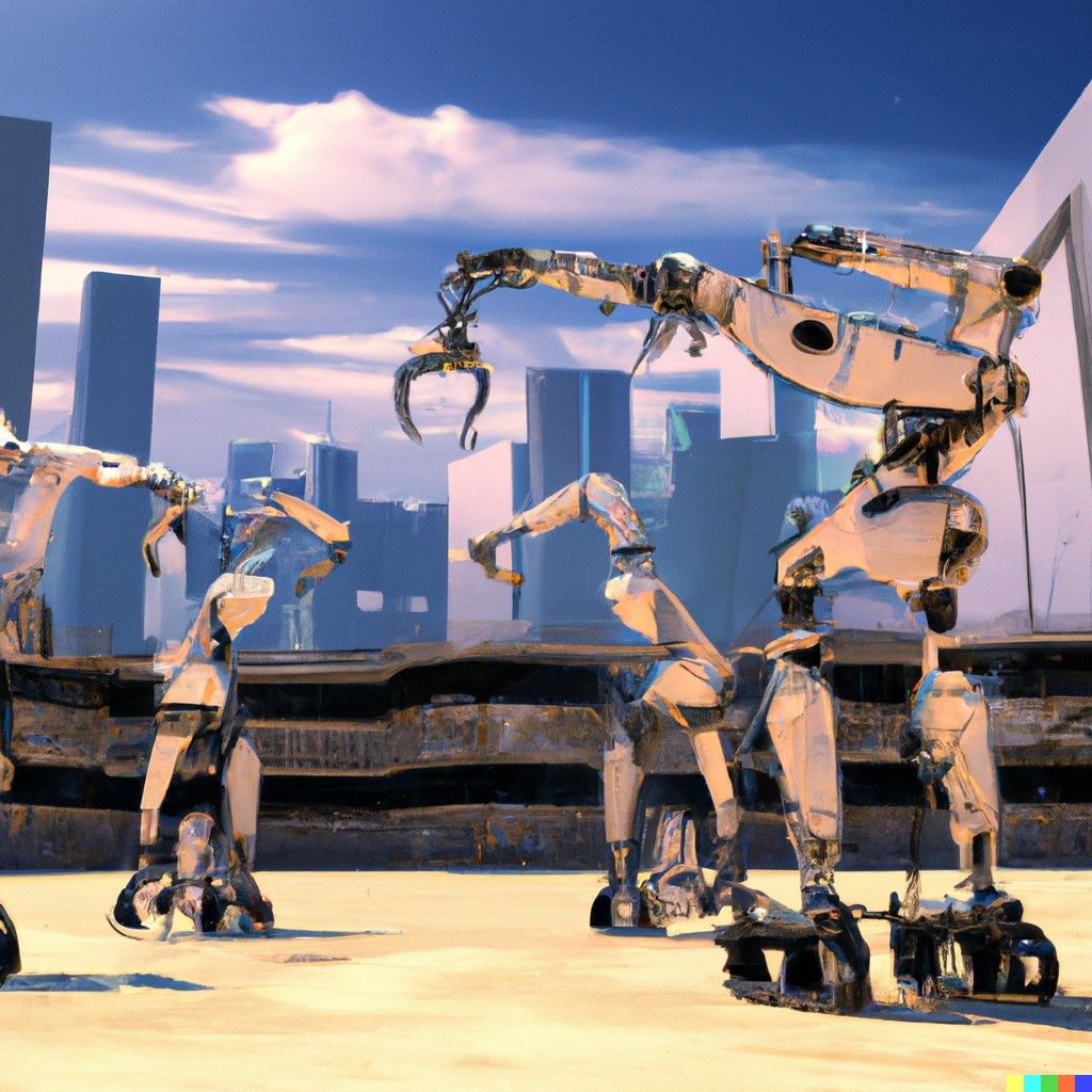 “robots working on a futuristic construction site“, Dall-E